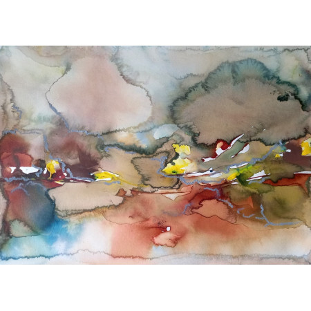 Spring landscape, modern abstract mini-painting, original artwork